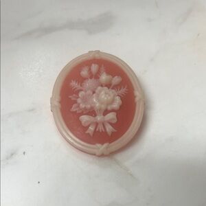 Avon Vintage Pink Floral Cameo Brooch